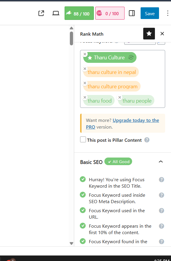 image showing a onpage scorecard