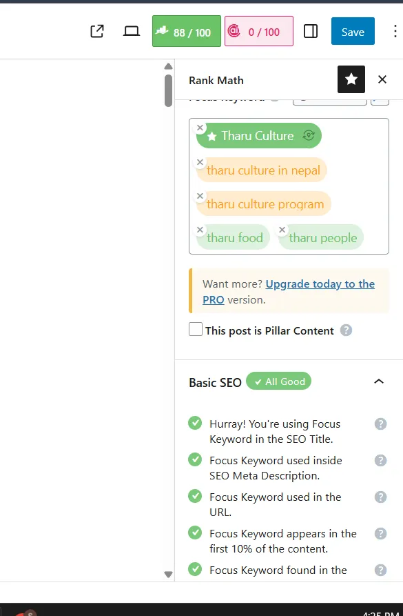 image showing a onpage scorecard